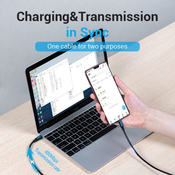 VENTION COVBH USB C Male to Micro USB Male 2A Cable (2 Meter) - Image 2