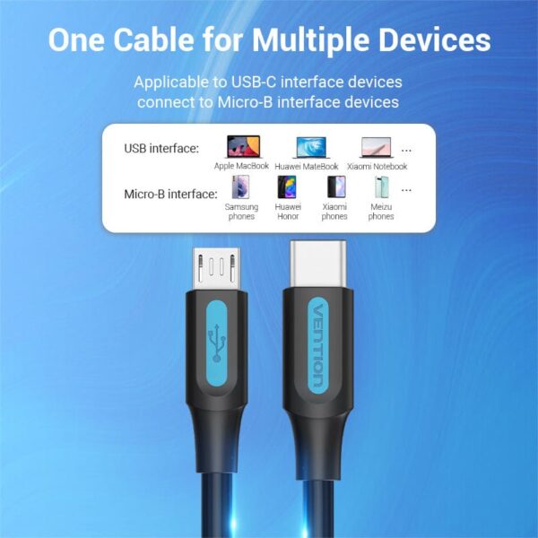 VENTION COVBH USB C Male to Micro USB Male 2A Cable (2 Meter) - Image 5