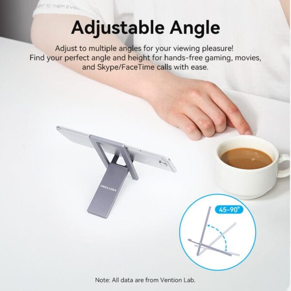 VENTION KCYH0 Portable Phone Stand Ultra-Thin, Foldable Aluminum Alloy (Gray) - Image 3