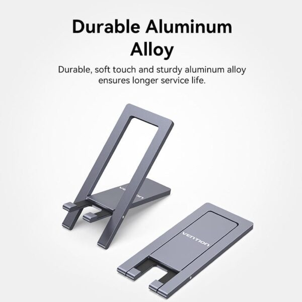 VENTION KCYH0 Portable Phone Stand Ultra-Thin, Foldable Aluminum Alloy (Gray) - Image 5
