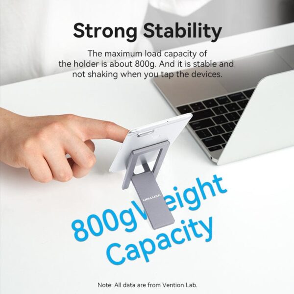 VENTION KCYH0 Portable Phone Stand Ultra-Thin, Foldable Aluminum Alloy (Gray) - Image 6