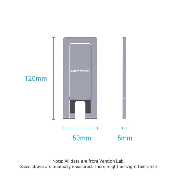 VENTION KCYH0 Portable Phone Stand Ultra-Thin, Foldable Aluminum Alloy (Gray) - Image 11