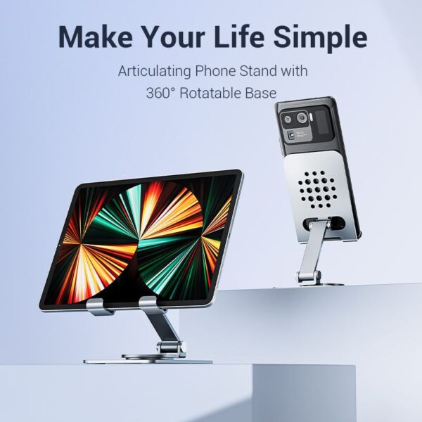 VENTION KSDH0 Articulating Desk Phone Stand 360° Rotatable Aluminum Alloy (Gray) - Image 2