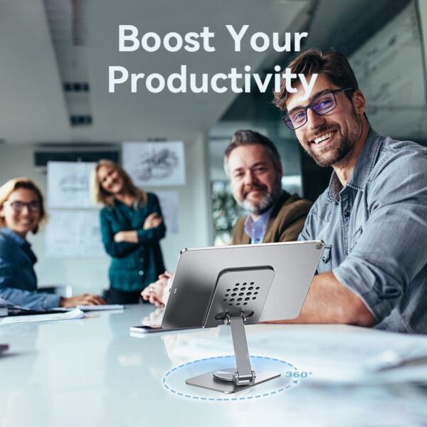 VENTION KSDH0 Articulating Desk Phone Stand 360° Rotatable Aluminum Alloy (Gray) - Image 5