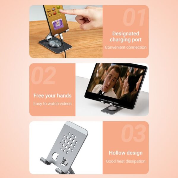 VENTION KSDH0 Articulating Desk Phone Stand 360° Rotatable Aluminum Alloy (Gray) - Image 11