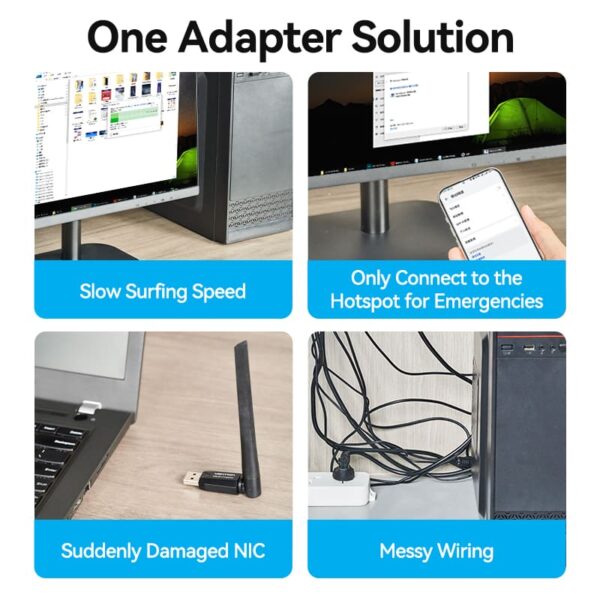 VENTION KDTB0 USB Wi-Fi Adapter 650 Mbps 6dBi High-Gain Antenna - Image 7