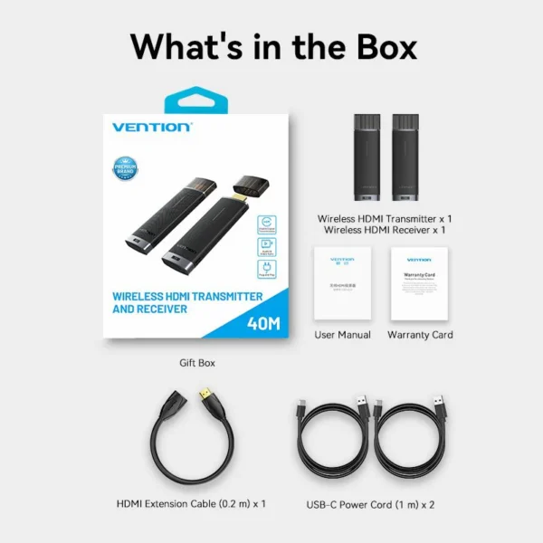VENTION ADCB0 Wireless HDMI Extender TX and RX 40 Meter Range - Image 16