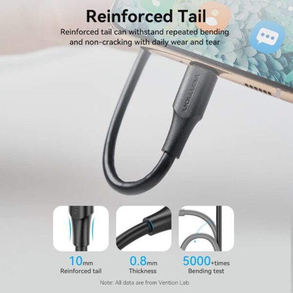 VENTION USB 2.0 A to Micro USB Cable 2A Fast Charging & 480Mbps Data Transfer - Image 5