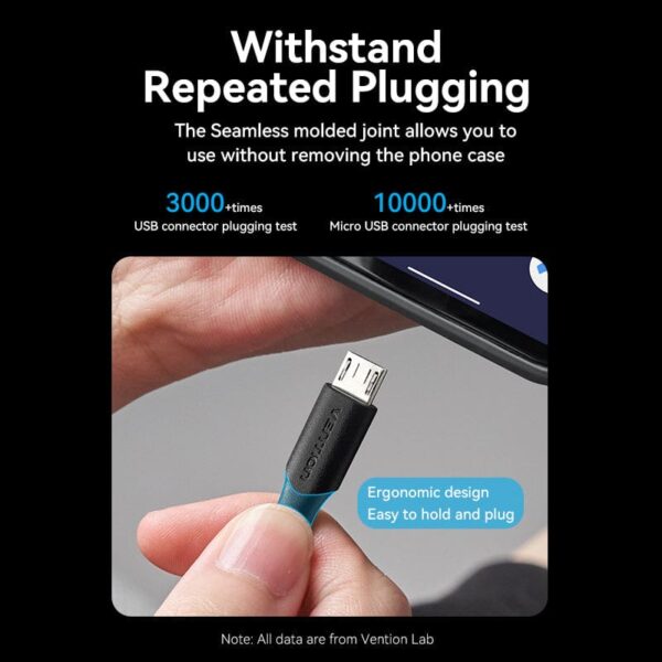 VENTION USB 2.0 A to Micro USB Cable 2A Fast Charging & 480Mbps Data Transfer - Image 7