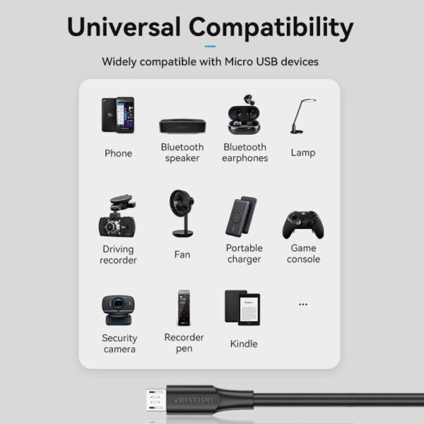 VENTION USB 2.0 A to Micro USB Cable 2A Fast Charging & 480Mbps Data Transfer - Image 8