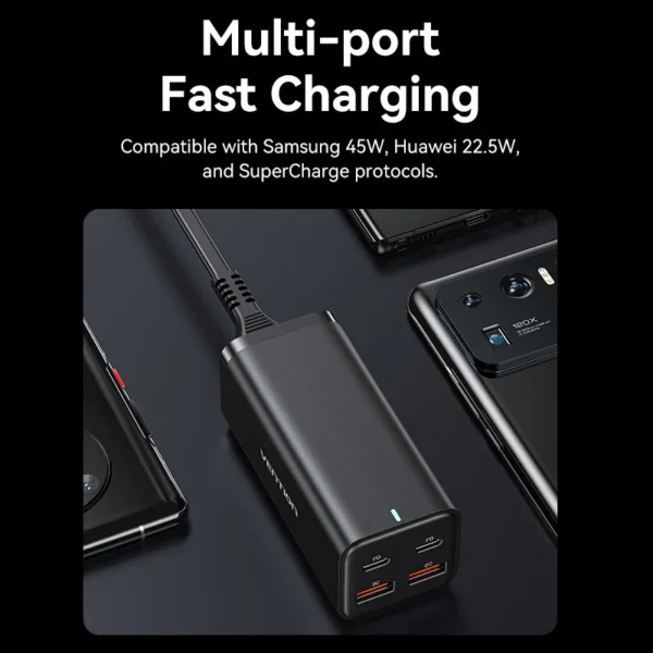 VENTION FBSBG-US 100W Desktop Charger 4-Port USB GaN Charger (US Plug) - Image 7