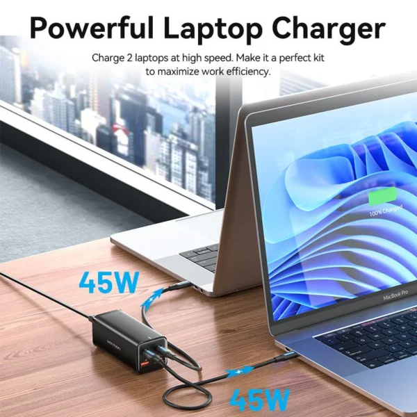 VENTION FBSBG-US 100W Desktop Charger 4-Port USB GaN Charger (US Plug) - Image 10