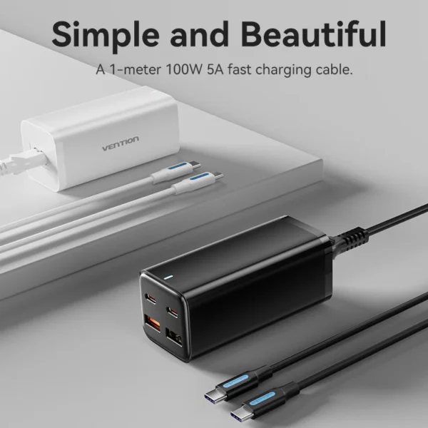VENTION FBSBG-US 100W Desktop Charger 4-Port USB GaN Charger (US Plug) - Image 12