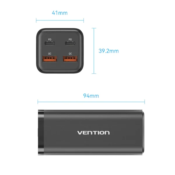 VENTION FBSBG-US 100W Desktop Charger 4-Port USB GaN Charger (US Plug) - Image 14