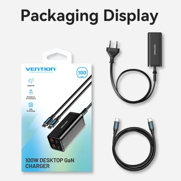VENTION FBSBG-US 100W Desktop Charger 4-Port USB GaN Charger (US Plug) - Image 15