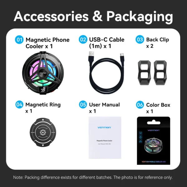 VENTION KQKB0 Magnetic Phone Cooler with 3-Speed Adjustment for iPhone & Android - Image 13
