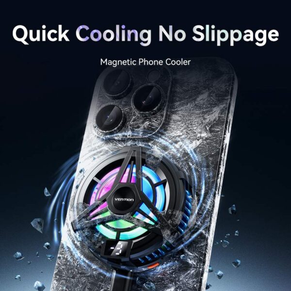 VENTION KQKB0 Magnetic Phone Cooler with 3-Speed Adjustment for iPhone & Android - Image 2