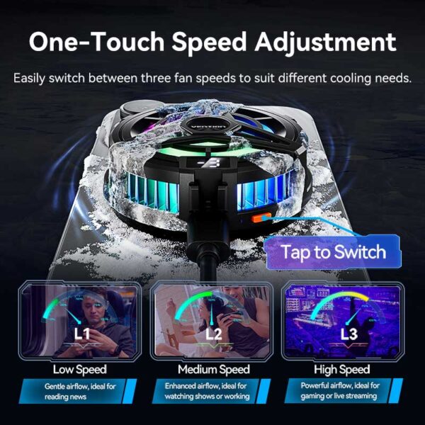 VENTION KQKB0 Magnetic Phone Cooler with 3-Speed Adjustment for iPhone & Android - Image 7