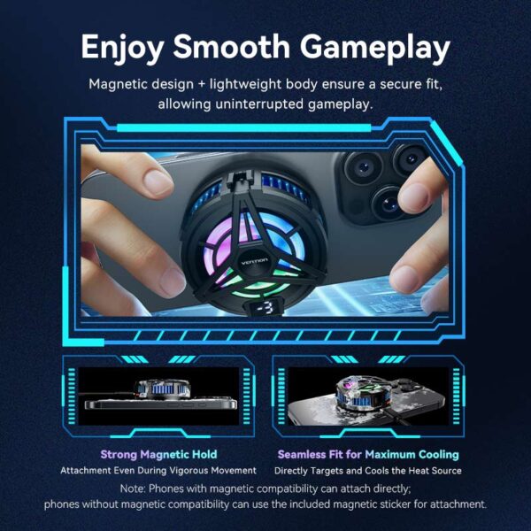 VENTION KQKB0 Magnetic Phone Cooler with 3-Speed Adjustment for iPhone & Android - Image 9