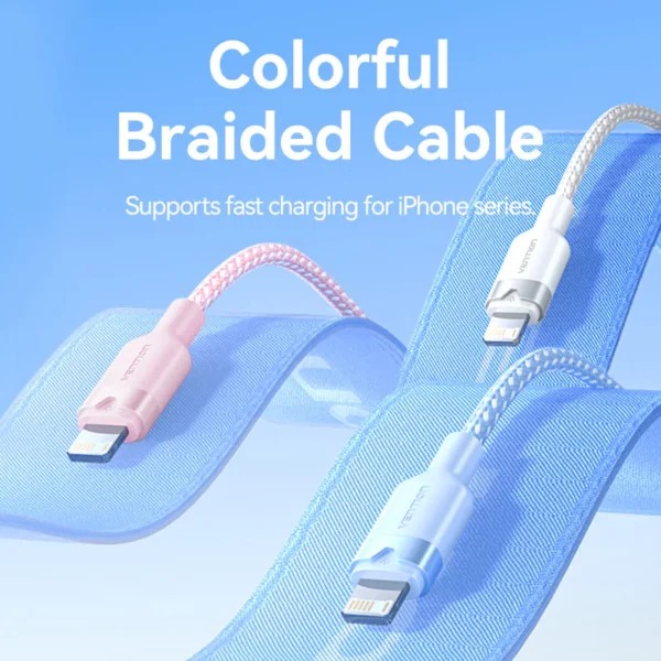 VENTION LANWF USB 2.0 Type-A Male to Lightning Male 2.4A Cable (1 Meter) White - Image 2