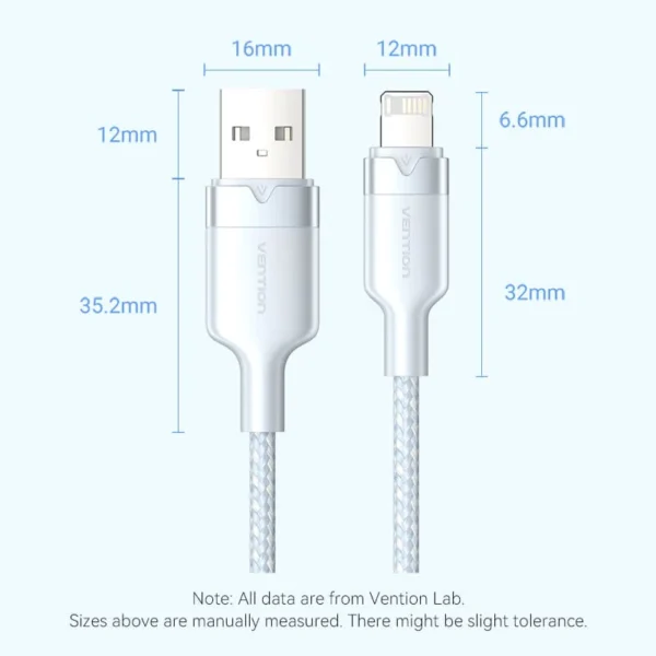 VENTION LANWF USB 2.0 Type-A Male to Lightning Male 2.4A Cable (1 Meter) White - Image 13