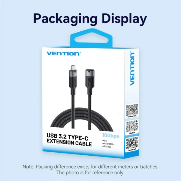 VENTION TRFBD USB 3.2 Gen2 Type-C Extension Cable (0.5 Meter) 10Gbps, 5A, 4K@60Hz - Image 14