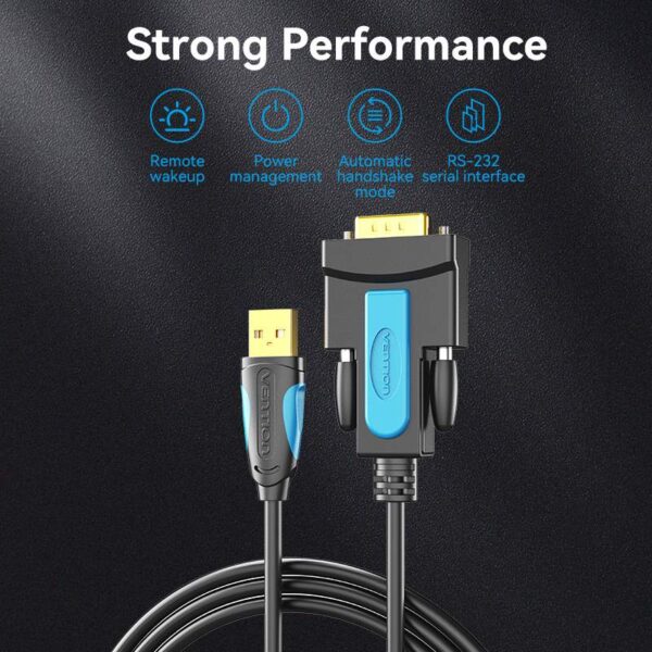 VENTION USB to Serial RS232 DB9 Adapter Cable (2 Meter) Gold Platted Connector - Image 5