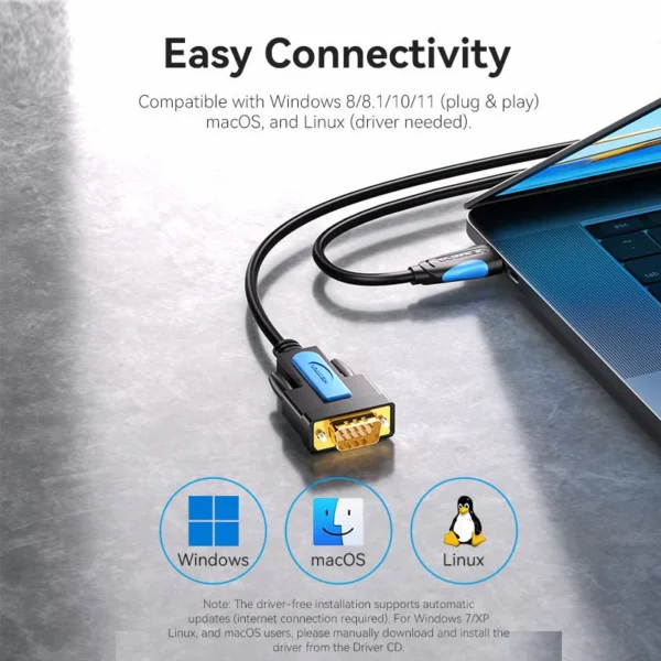 VENTION USB to Serial RS232 DB9 Adapter Cable (2 Meter) Gold Platted Connector - Image 6