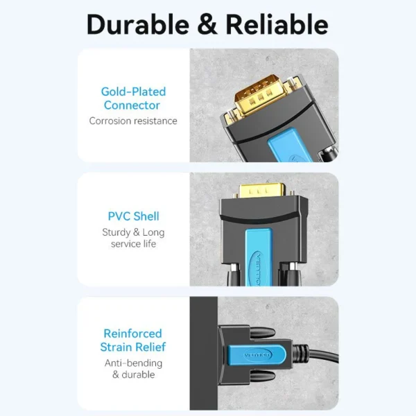 VENTION USB to Serial RS232 DB9 Adapter Cable (2 Meter) Gold Platted Connector - Image 8