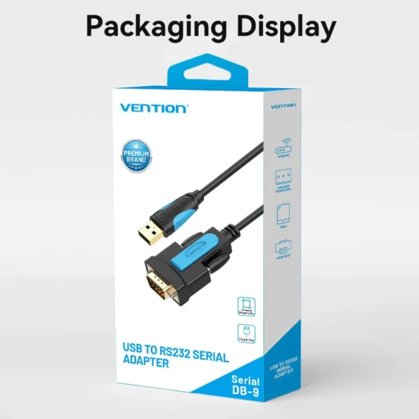 VENTION USB to Serial RS232 DB9 Adapter Cable (2 Meter) Gold Platted Connector - Image 10