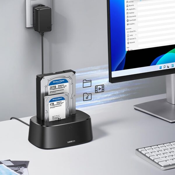 UGREEN 50857 Dual-Bay SATA Docking Station USB 3.0, 28TB Support, Offline Cloning - Image 8