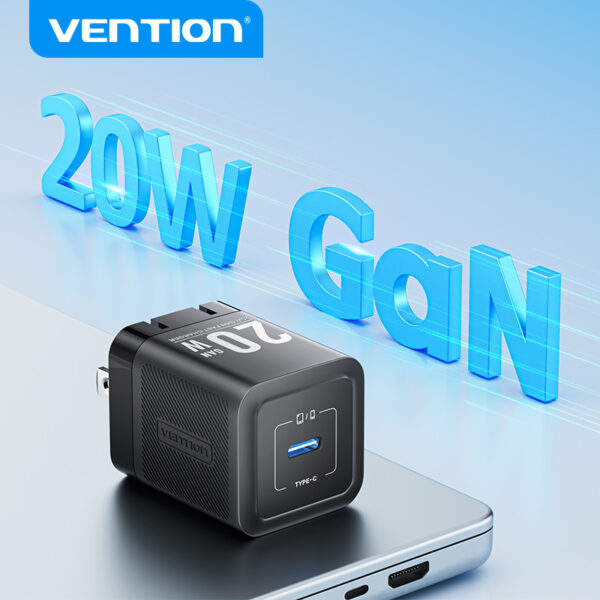 VENTION 20W GaN Fast Mini Charger (US/EU/UK Plug) PD3.0, QC3.0 USB-C Wall Charger  for iPhone 16/15/14 Pro Max, Samsung S25/S24 Ultra - Image 2