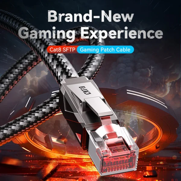 VENTION CAT 8 Gaming Ethernet Cable 40Gbps 2000MHz High-Speed SFTP Cotton Braided Patch Cord - Image 2