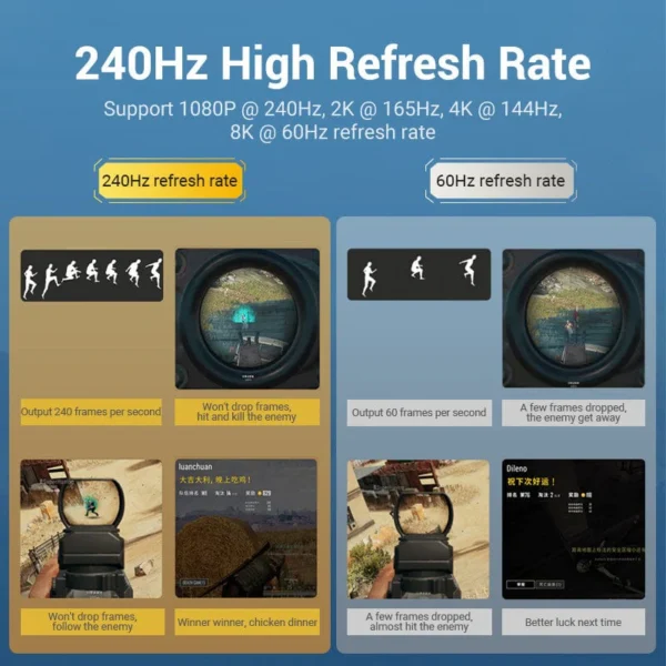 VENTION DP 1.4 Cable 8K@60Hz 4K@144Hz 32.4Gbps DisplayPort Cable, Gold-Plated, Cotton Braided - Image 6