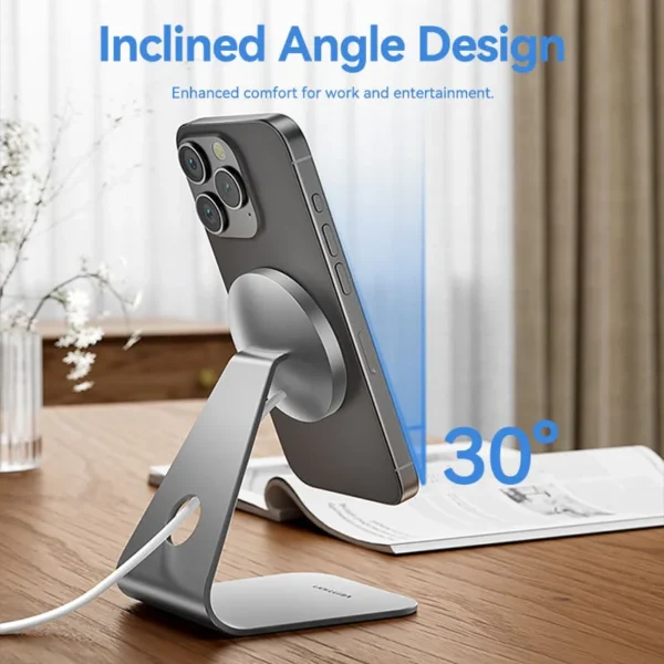 VENTION FGHIF 15W Magnetic Wireless Charger Stand (MagSafe) Aluminum Alloy Silver - Image 7