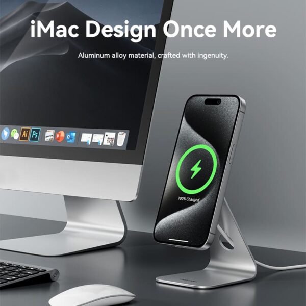 VENTION FGHIF 15W Magnetic Wireless Charger Stand (MagSafe) Aluminum Alloy Silver - Image 8