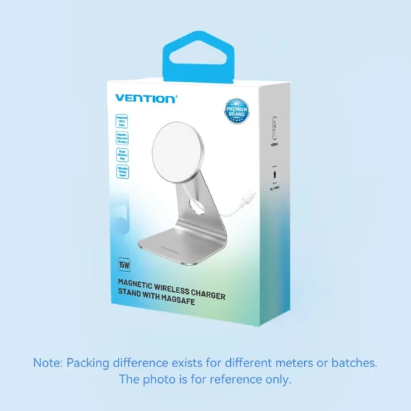 VENTION FGHIF 15W Magnetic Wireless Charger Stand (MagSafe) Aluminum Alloy Silver - Image 13