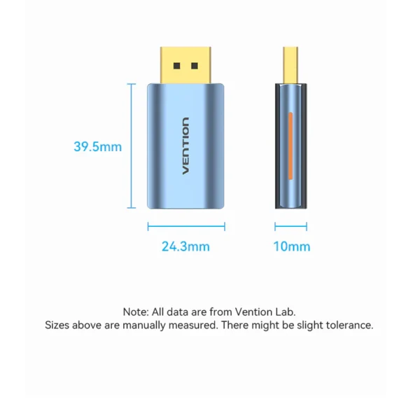 VENTION HFMH0 DisplayPort to HDMI 8K Adapter (Gray) Gold-Plated Connector - Image 5