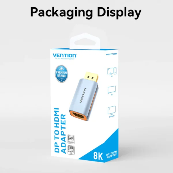 VENTION HFMH0 DisplayPort to HDMI 8K Adapter (Gray) Gold-Plated Connector - Image 6