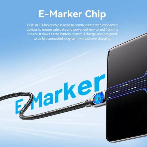 VENTION TAYBAV 100W 5A USB-C to USB-C Cable (1.2 Meter) Smart LED Power Display for iPhone 16/15 Series - Image 6