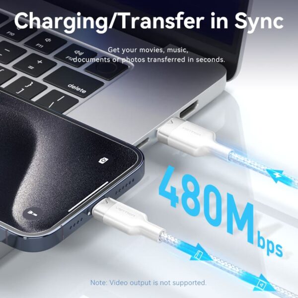 VENTION USB 2.0 A to C Cable 100W PD 6A Fast Charging Cable for iPhone 16/15 Series - Image 10