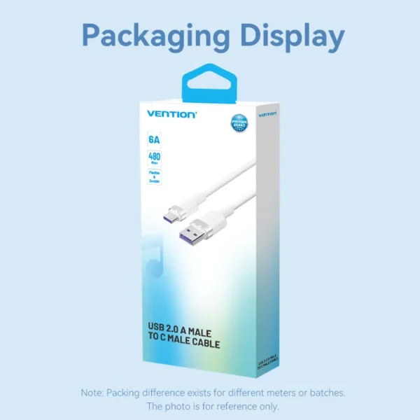 VENTION USB 2.0 A to C Cable 100W PD 6A Fast Charging Cable for iPhone 16/15 Series - Image 13