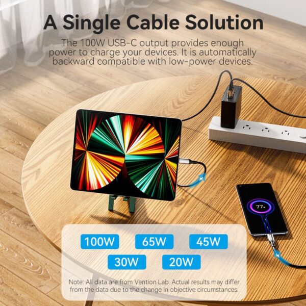 VENTION USB-C to USB-C Cable 100W 5A PD 3.0 Fast Charging Cable (E-Marker Chip) Nylon Braided for iPhone 16/15 Series - Image 5