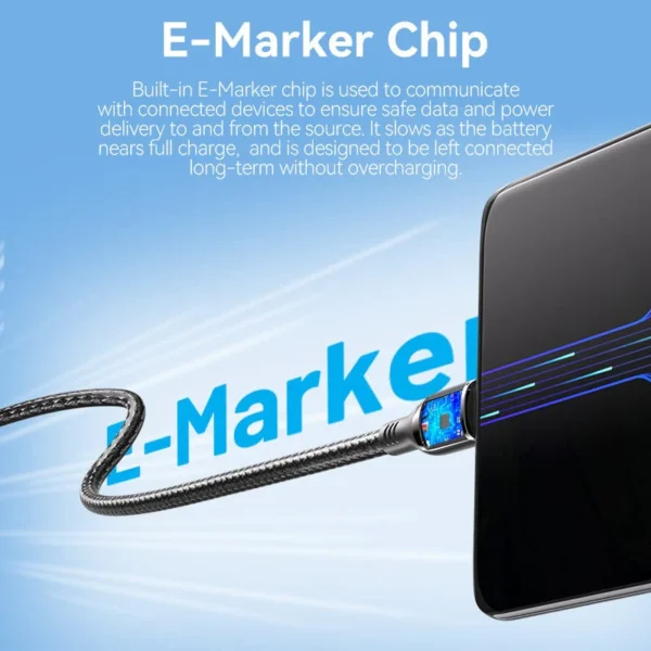 VENTION USB-C to USB-C Cable 100W 5A PD 3.0 Fast Charging Cable (E-Marker Chip) Nylon Braided for iPhone 16/15 Series - Image 6