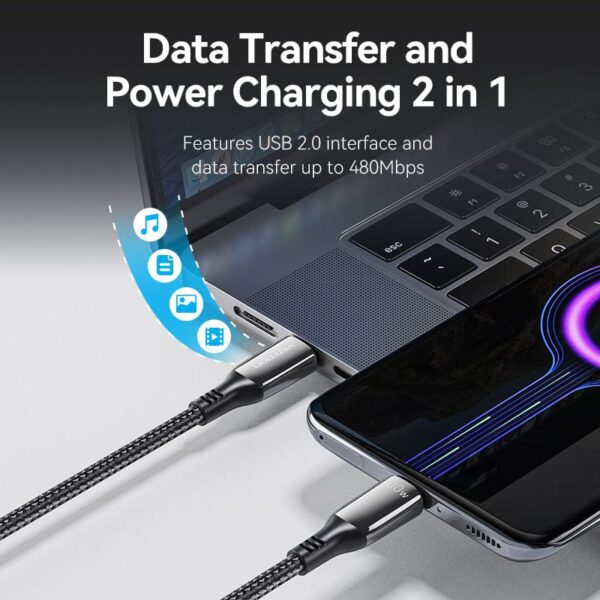 VENTION USB-C to USB-C Cable 100W 5A PD 3.0 Fast Charging Cable (E-Marker Chip) Nylon Braided for iPhone 16/15 Series - Image 9
