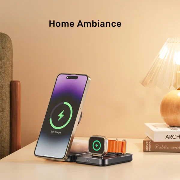UNITEK Qi2 Foldable 3-in-1 Charging Station 15W MagSafe Wireless Charger - Image 7