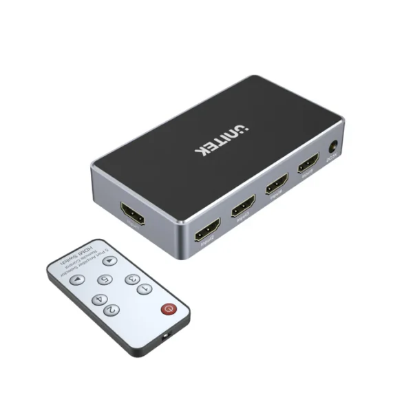 UNITEK 4K HDMI Switch 5 In 1 Out with IR Remote, Supports 4K@30Hz, HDR, 3D, Dolby - Image 2