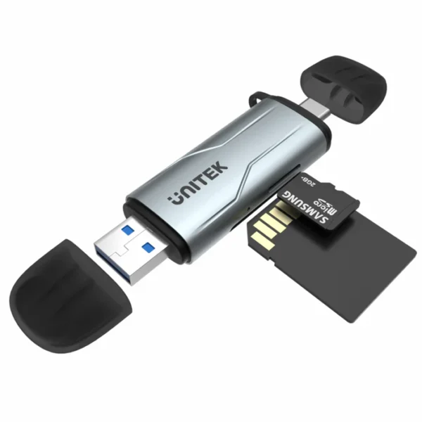 UNITEK 2-in-1 USB-C & USB-A SD 3.0 Card Reader Dual-Slot for SD/TF Cards Compatible with Windows/Mac/Android - Image 2