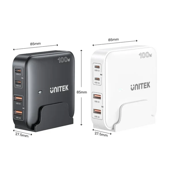 UNITEK 100W Desktop GaN Charging Station 4-Port Fast Charger with Stand - Image 4