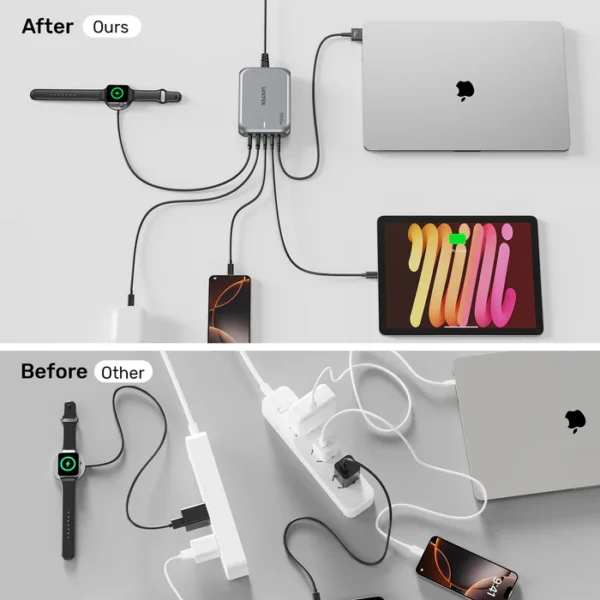 UNITEK 188W PD3.1 Desktop GaN Charging Station 5-Port Laptop & Phone Charger - Image 9